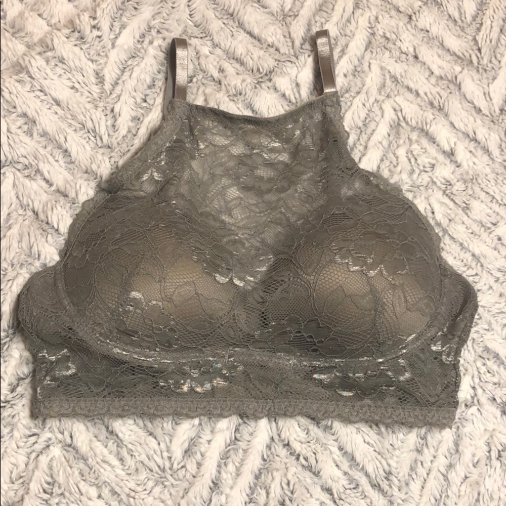 grey high-neck bralette